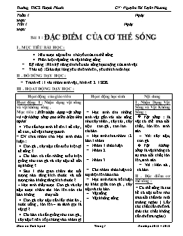 Giáo án Sinh học Lớp 6 - Tiết 1 đến 43