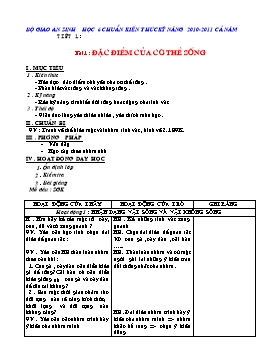 Giáo án Sinh học Lớp 6 - Tiết 1 đến 8 - Năm học 2010-2011