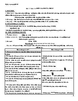 Giáo án Sinh học Lớp 6 - Tiết 17 đến 38 - Năm học 2010-2011