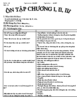 Giáo án Sinh học Lớp 6 - Tiết 20: Ôn tập chương I, II, III - Năm học 2007-2008