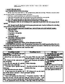 Giáo án Sinh học Lớp 6 - Tiết 27: Phần lớn nước vào cây đi đâu