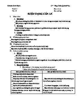 Giáo án Sinh học Lớp 6 - Tiết 29: Biến dạng của lá