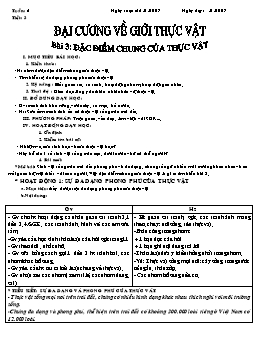 Giáo án Sinh học Lớp 6 - Tiết 3: Đặc điểm chung của thực vật - Năm học 2007-2008