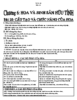 Giáo án Sinh học Lớp 6 - Tiết 32: Cấu tạo và chức năng của hoa - Năm học 2007-2008