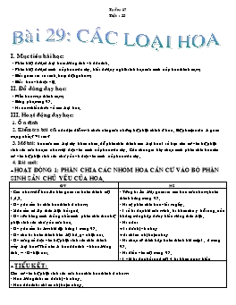 Giáo án Sinh học Lớp 6 - Tiết 33: Các loại hoa - Năm học 2007-2008