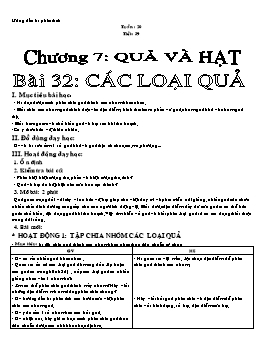 Giáo án Sinh học Lớp 6 - Tiết 39: Các loại quả - Năm học 2007-2008