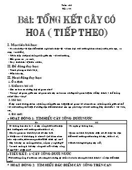 Giáo án Sinh học Lớp 6 - Tiết 44: Tổng kết cây có hoa (Tiếp theo) - Năm học 2007-2008