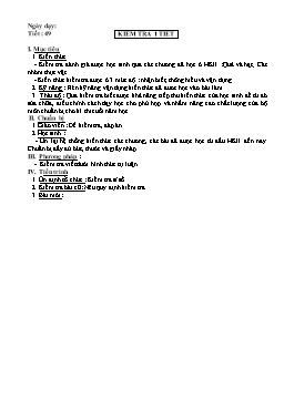 Giáo án Sinh học Lớp 6 - Tiết 49: Kiểm tra một tiết