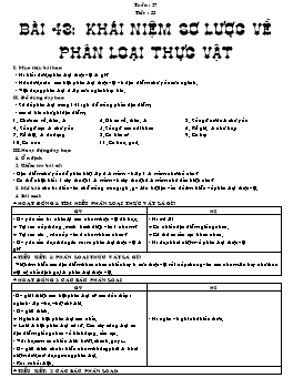 Giáo án Sinh học Lớp 6 - Tiết 53: Khái niệm sơ lược về phân loại thực vật