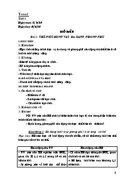 Giáo án Sinh học Lớp 7 - Chương trình cả năm - Năm học 2006-2007