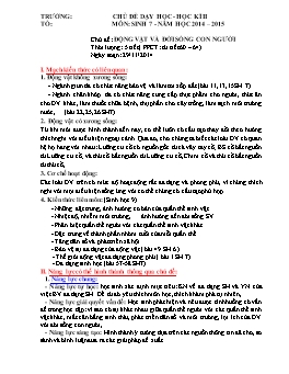 Giáo án Sinh học Lớp 7 học kỳ II - Chủ đề: Động vật và đời sống con người - Năm học 2014-2015