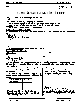 Giáo án Sinh học Lớp 7 - Tiết 32: Cấu tạo trong của cá chép - Năm học 2014-2015