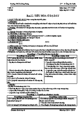 Giáo án Sinh học Lớp 8 - Tiết 28: Tiêu hóa ở dạ dày - Năm học 2014-2015
