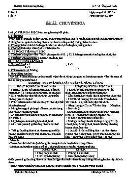 Giáo án Sinh học Lớp 8 - Tiết 34: Chuyển hóa - Năm học 2014-2015