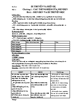 Giáo án Sinh học Lớp 9 - Chương trình cả năm