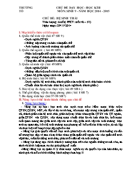 Giáo án Sinh học Lớp 9 học kỳ II - Chủ đề: Hệ sinh thái - Năm học 2014-2015