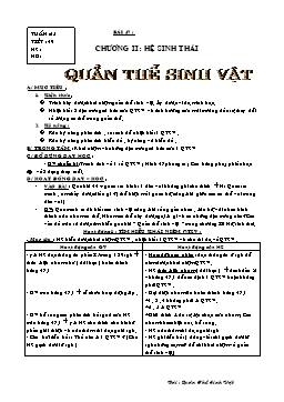 Giáo án Sinh học Lớp 9 - Tiết 49: Quần thể sinh vật