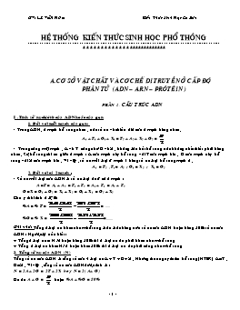Hệ thống kiến thức Sinh học phổ thông