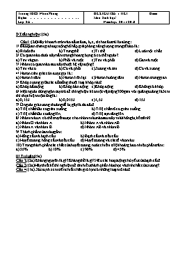 Đề kiểm tra 1 tiết môn Sinh học Lớp 8 - Năm học 2011-2012 - Trường THCS Nhơn Phong