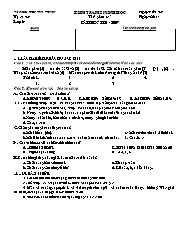 Đề kiểm tra 45 phút môn Sinh học 8 - Năm học 2008-2009 - Trường THCS Lê Thiện