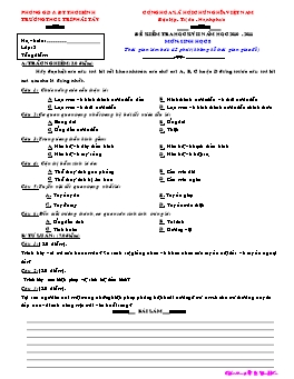 Đề kiểm tra chất lượng học kỳ II môn Sinh học Lớp 8 năm học 2010-2011 - Trường THCS Trí Phải Tây
