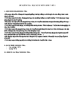 Đề kiểm tra học kỳ II môn Sinh học Lớp 7 - Đề 1 - Năm học 2010-2011 - Trường THCS Ngọc Định