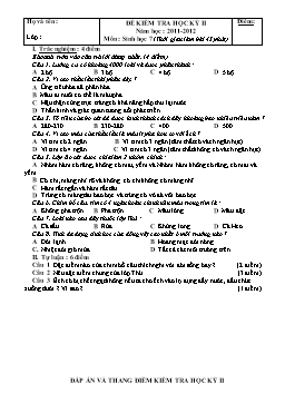 Đề kiểm tra học kỳ II môn Sinh học Lớp 7 - Năm học 2011-2012