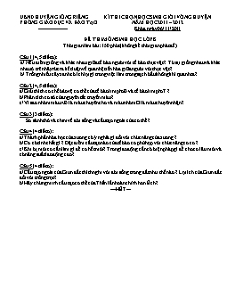 Đề thi chọn học sinh giỏi vòng huyện môn Sinh học Lớp 8 - Năm học 2011-2012 - Huyện Giông Riềng