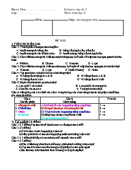 Đề thi học kỳ I môn Sinh học Lớp 8