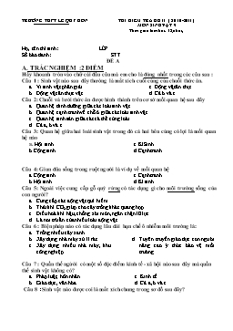 Đề thi kiểm tra học kỳ II môn Sinh học Lớp 9 - Đề A - Năm học 2010-2011 - Trường THPT Lê Quý Đôn