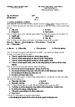 Đề thi kiểm tra học kỳ II môn Sinh học Lớp 9 - Đề B - Năm học 2010-2011 - Trường THPT Lê Quý Đôn