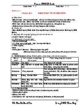 Giáo án Bồi dưỡng học sinh giỏi môn Sinh học Lớp 8