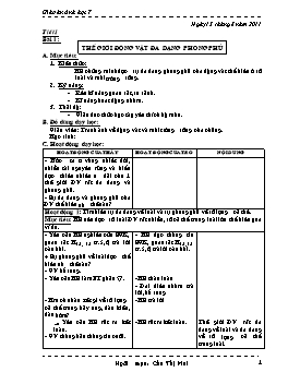 Giáo án môn Sinh học 7 - Chương trình cả năm - Năm học 2010-2011