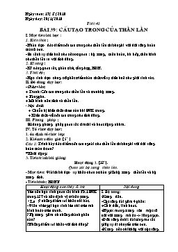 Giáo án môn Sinh học 7 - Tiết 41: Cấu tạo trong của thằn lằn - Năm học 2009-2010