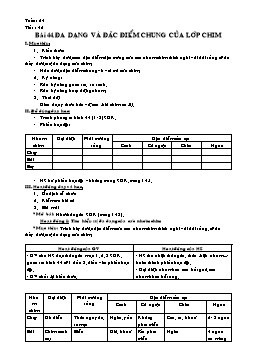 Giáo án môn Sinh học 7 - Tiết 46: Sự đa dạng và đặc điểm chung của lớp chim