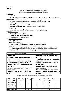 Giáo án môn Sinh học 7 - Tiết 52: Sự đa dạng của thú (Tiếp theo): Bộ ăn sâu bọ, bộ gặm nhấm, bộ ăn thịt