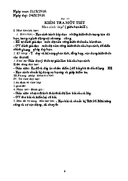 Giáo án môn Sinh học 7 - Tiết 55: Kiểm tra một tiết - Năm học 2009-2010