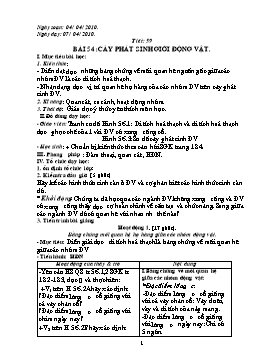 Giáo án môn Sinh học 7 - Tiết 59: Cây phát sinh giới động vật - Năm học 2009-2010