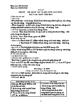 Giáo án môn Sinh học 7 - Tiết 60: Đa dạng sinh học - Năm học 2009-2010