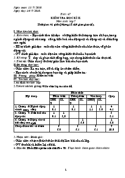 Giáo án môn Sinh học 7 - Tiết 67: Kiểm tra học kỳ II - Năm học 2009-2010