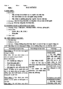 Giáo án môn Sinh học 8 - Cả năm học