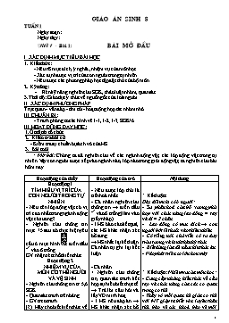 Giáo án môn Sinh học 8 - Chương trình cả năm - Năm học 2010-2011