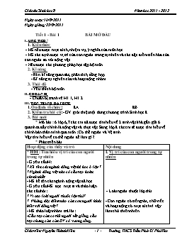 Giáo án môn Sinh học 8 - Chương trình cả năm - Năm học 2011-2012