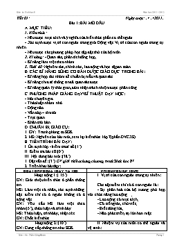 Giáo án môn Sinh học 8 - Học kì I - Năm học 2011-2012