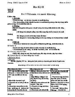 Giáo án môn Sinh học 8 - Học kỳ II