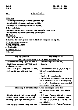 Giáo án môn Sinh học 8 - Tiết 1 đến 4 - Năm học 2011-2012