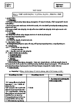 Giáo án môn Sinh học Khối 7 - Tiết 1: Thế giới động vật đa dạng và phong phú