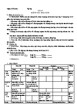 Giáo án môn Sinh học Khối 7 - Tiết 67: Kiểm tra học kỳ II