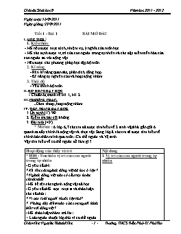 Giáo án môn Sinh học Khối 8 - Chương trình cả năm - Năm học 2011-2012