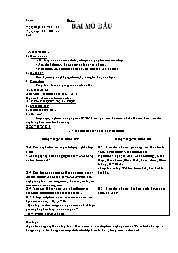 Giáo án môn Sinh học Khối 8 - Chương trình kỳ I - Năm học 2011-2012